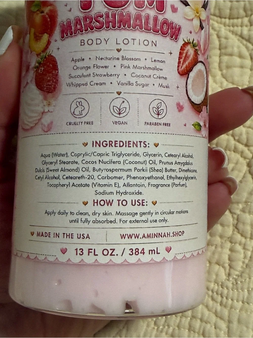 Aminnah “Yum Marshmallow” LIMITED EDITION full size Body Lotion!